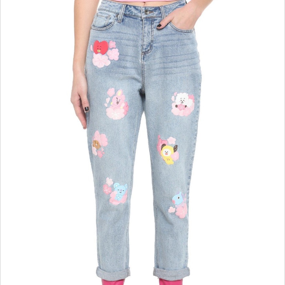 BTS BT21 Cherry‎ Blossom Mom Jeans Hot Topic KPop